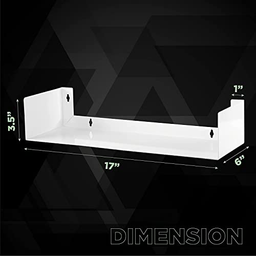 SHIOK DECOR Metal Floating Bookshelf | Heavy Duty Wall Mounted Book Organizer | Metal Shelves Holder for Books| Large Size - White - Pack of 4 - Image 4