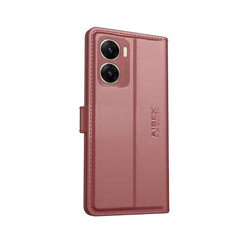 Image of AIBEX Compatible for Vivo V29e 5G Flip Cover Leather Finish | Inside TPU with Card Pockets | Wallet Stand | Complete Protection Flip Case - Brown