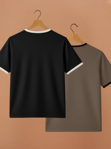 Image of YAZOLE Men's Round Neck Solid T Shirt | Regular Fit Lycra Blend Half Sleeve Tee | Casual Gym Running Walking Sports Office Travel | Stretch Fabric | Comfortable for Everyday use | (S to XXL)