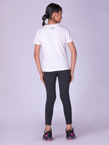 Image of Girls Active Sports Wear Solid Skinny Fit Leggings and T-shirt Polyester Set /Sets For Multi-Sports Gym Yoga Dance Gymnastics & Running(4 TO 14 YRS)