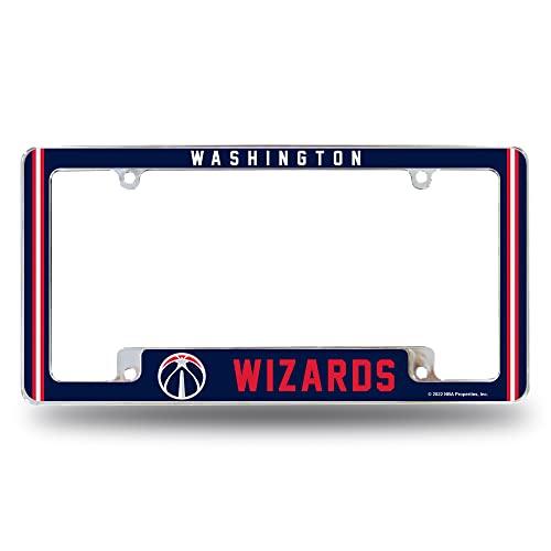 Rico Industries NBA Washington Wizards Classic 12" x 6" Chrome All Over Automotive License Plate Frame for Car/Truck/SUV
