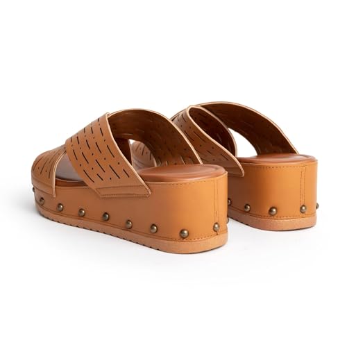 Women's Leather Studded Wedge Slide Sandals Fashion Open Toe Non-Slip Slip-On Platform Slippers For Outdoor Summer Beach Walking2