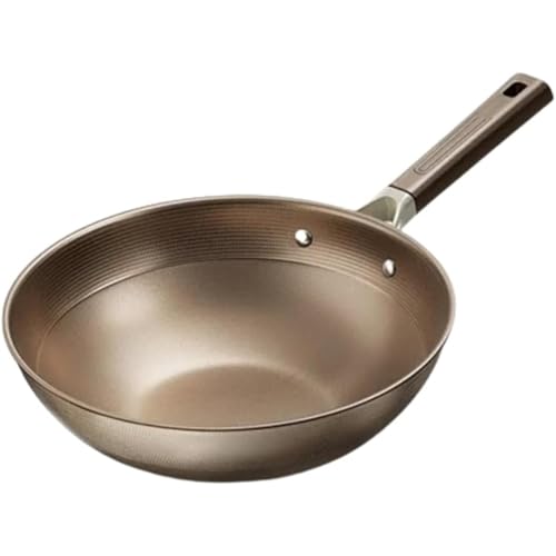 PASUNY チタン フライパン 深型 中華鍋 炒め鍋 IH対応 ガス対応 有害物質含まない 焦げ付かないフライパン コーティングなし 軽量 高熱効率 食器洗機対応 お手入れ簡単 (30CM,蓋なし)