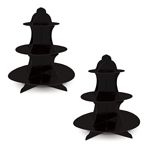 Beistle 2 Piece Durable Boardstock 3-Tier Cupcake Stands for Birthday Parties, Wedding Reception Centerpieces, Halloween Dessert Holders
