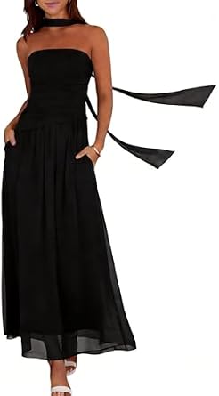 Strapless ruched tube maxi dress