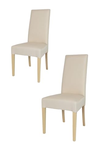 t m c s Tommychairs - Set 2 chaises Chiara pour Cuisine, Bar, Salle à Manger, Structure en Bois de hêtre peindré Naturelle, Assise et Dossier rembourrés et...