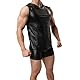 Latex ähnliches Herren Oberteil Herren Latex T-Shirt schwarz Leder Optik Männer Shirt Lack-Leder Vinyl Oberteil Lackleder Hemd Wetlook Tank Kurzarm Reizwäsche Vinyl-Shirt