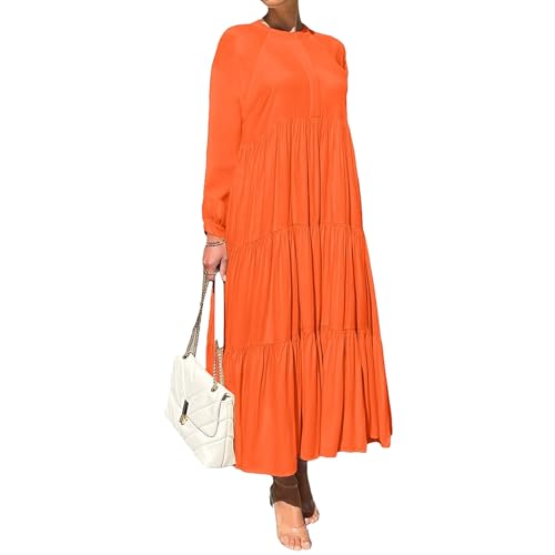 Robe à volants et col rond coupe ample pour masquer les rondeurs avec élégance