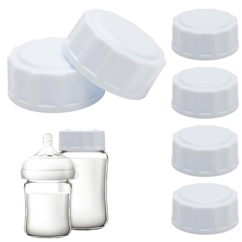 6 tapones para biberones de viaje para tapas de botellas Avent de repuesto para biberones compatibles con botellas de boca ancha, tapas blancas para biberones