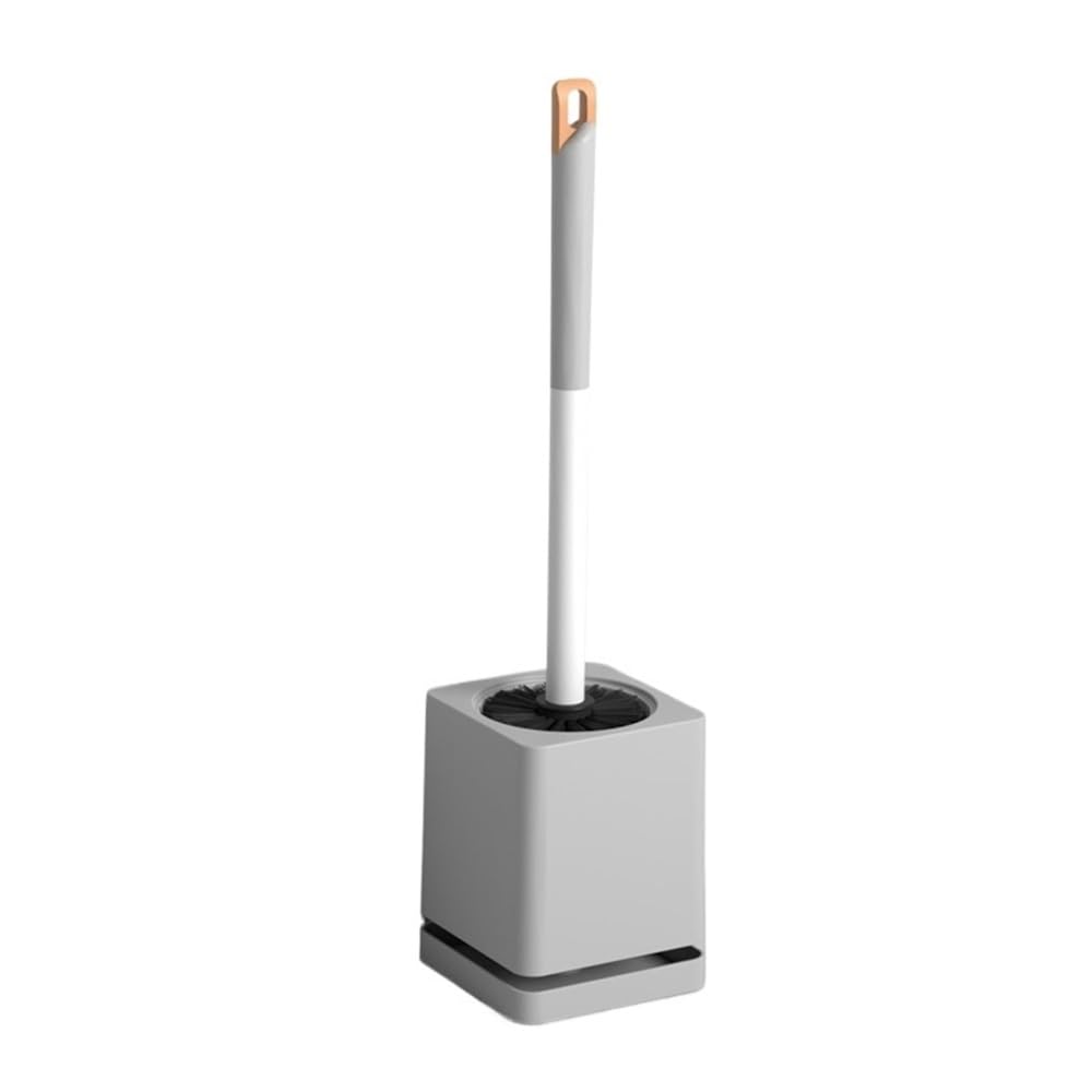 Toilet Brush and Holder Toilet Brush Household Bathroom Free Punch Wall Hanging Long Handle Cleaning(Gris)