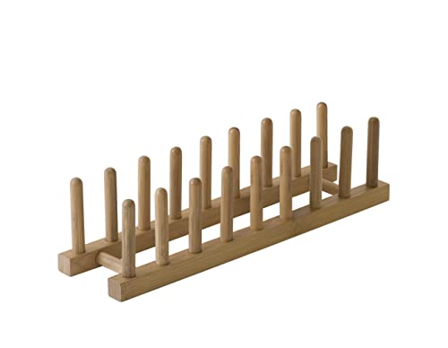 Lipper International 887 Bamboo Wood Plate Rack and Pot Lid Holder, 15-3/8