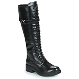 Botte cuir haute avec lacage 18 trous, bout arrondi
