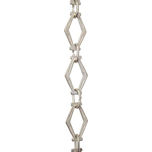 Image of RCH Hardware CH-22-MS-3 Brass Chandelier Chain for Lighting and Hanging Fixtures - Hexagonal Chevron Design Unwelded Links (3 ft /1 Yard, Matte Silver)