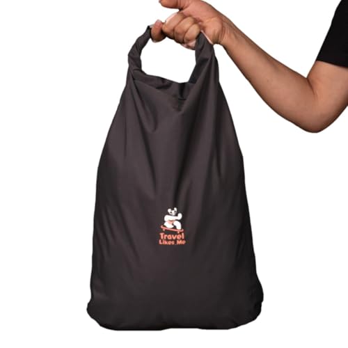 Image of TRAVEL LIKES ME Waterproof Travel Bag - Small Pouch for Men and Women, Travelling Gear, Camping Accessories, Trekking, Hiking, Swimming, Traveller Pouches, 20l ltrs Dry Bag (Black, 20 Liters)