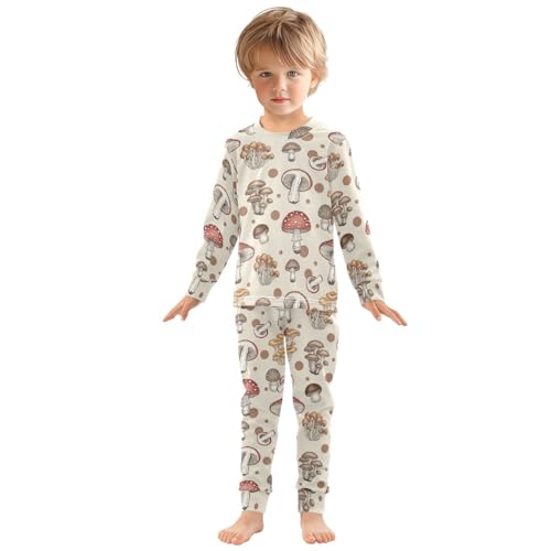 Pajama Sets Long Sleeve Various Mushroom Pattern Print Soft Comfy Sleepwear 2 Piece PJS 3-8T2
