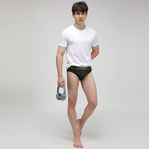 Image of sporto Men's Solid Cotton Brief with Soft Elastic Waistband (Pack of 3) Black