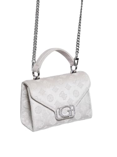 Image of Guess Women's Off White Printed Satchel Bag| Ladies Purse Handbags | Gift For Ladies
