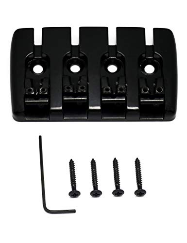 Holmer 4 String Fixed Saddle Bass Bridge Tailpiece Top Load With Screws For Electric Jazz Bass P Bass Parts Black. #TOP4