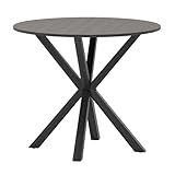 Giantex 36' Round Dining Table for 4, Farmhouse Kitchen Table with Rubber Wood Legs, Adjustable Foot Pads, Dining Room Tables for Dinette, Small Space, Dinner, Living Room, Restaurant
