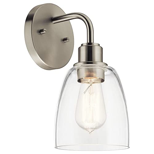 Image of Kichler, Meller 11.25 Inch 1 Light Wall Sconce with Clear Glass in Brushed Nickel, 55100NI