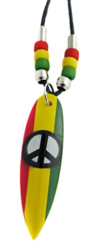 Collier Femme Homme Planche De Surf Peace Paix Amour Surfeur Rasta Jamaique Reggae Plage Été