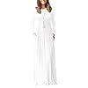 VIISHOW Women's Long Sleeve Loose Plain Maxi Dresses Casual Long Dresses with Pockets(White,Large)