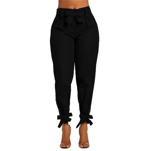 Women's High Waist Pencil Pants with Bowknot Belt Casual Comfortable Non-Stretch Wide Leg Pants4