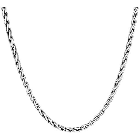 Kuzzoi Exclusive men's necklace with braided link design (5 mm), round link chain for man or boyfriend, solid men's necklace without pendant, made of 925 sterling silver, length 50 cm Cover