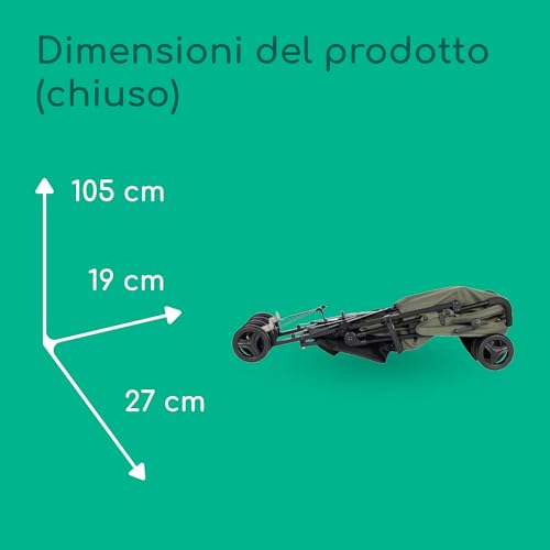 Bebeconfort Rainbow Passeggino Leggero e Reclinabile, Pieghevole Chiusura ad Ombrello, Passeggino da Viaggio Maneggevole e Compatto, 6 mesi - 4 anni, Fino ai 22 kg, colore Mineral Green - 7