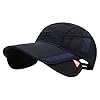 Men Hat Sunshade Baseball Cap Retractable Brim Hat Summer Breathable Cap Cycling Sun Hat Good Luck Visor Clip (Navy, One Size) #2
