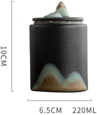 SONGCHAO Sugar Jar Yuanshan Portable Ceramic Sealed Jar Small Hand-Painted Red and White Longjing Tea Can Tea Canister