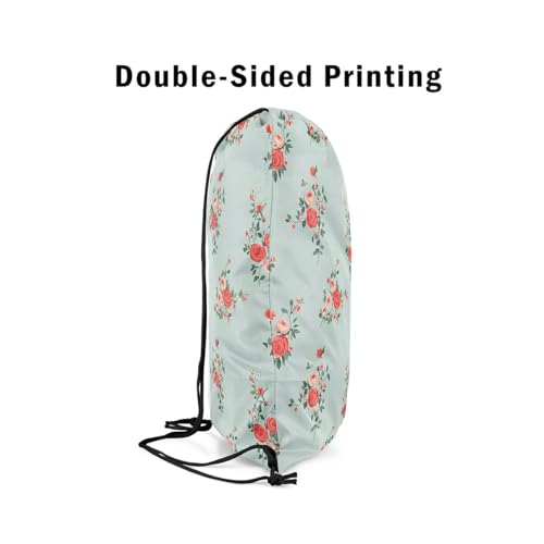 Image of jejeloiu Cute Rose Drawstring Backpack 13x15.7inch Flower Floral Waterproof Gym Drawstring Bags Nature Spring Sports String Backpack Beach Swim Travel Bag Sackpack