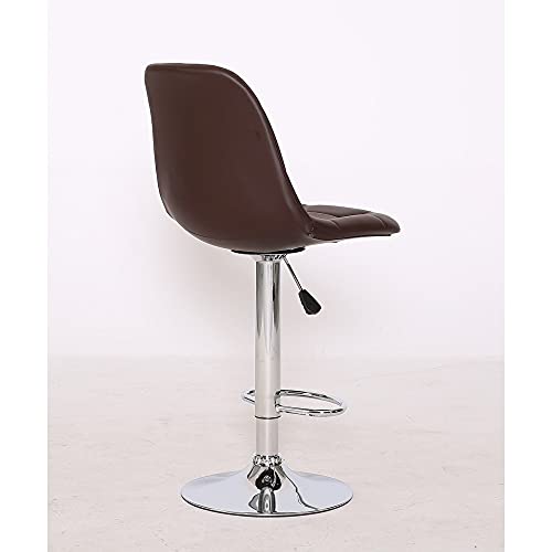 Image of Finch Fox Revolving Swivel Contemporary Faux Leather Adjustable Height Hydraulic Bar Stools with Backrest in Brown Color