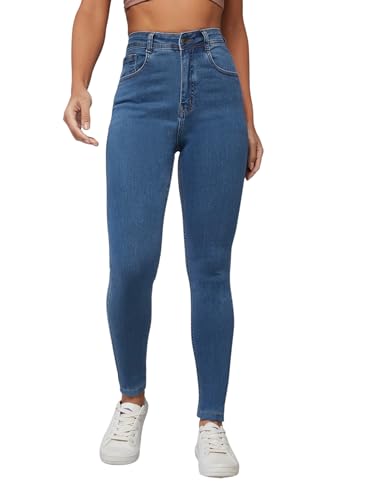 Image of Dolce Crudo Women's Skinny High Rise Bleached Cropped Stretchable Denim Jeans