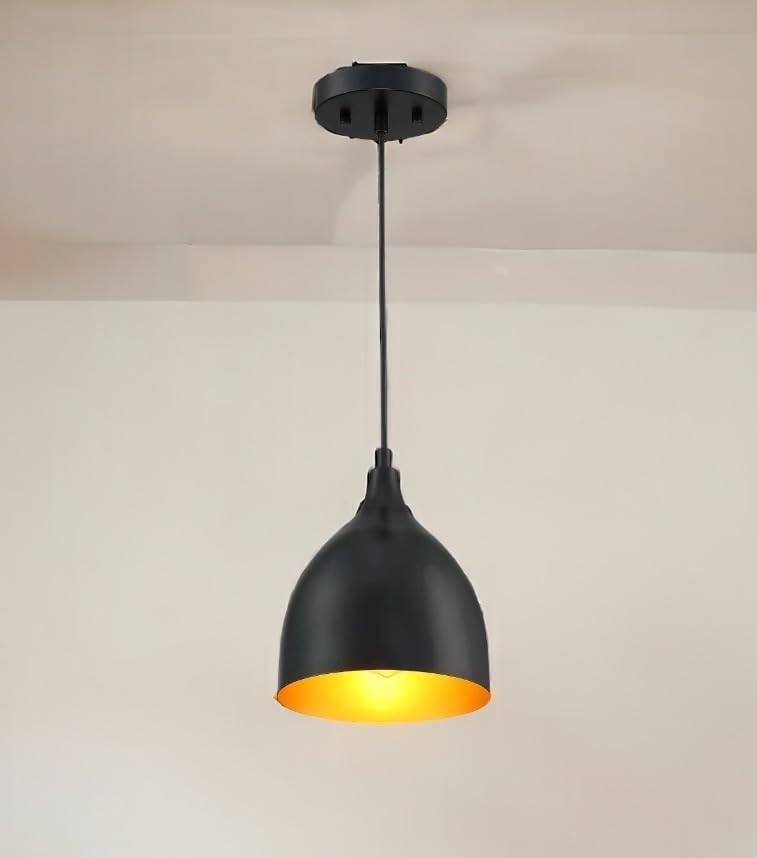 Image of GreyWings Modern Hanging Pendant Light for Ceiling - Black Aluminium Dome, Antique Decor, E-27 Holder, (Bulb is not Included) Pack of 1