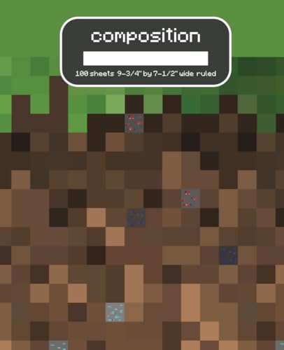 Pixel Map Composition Notebook: Wide Ruled, 9-3/4" x 7-1/2", 100 Pages ? Creative Mode Journal