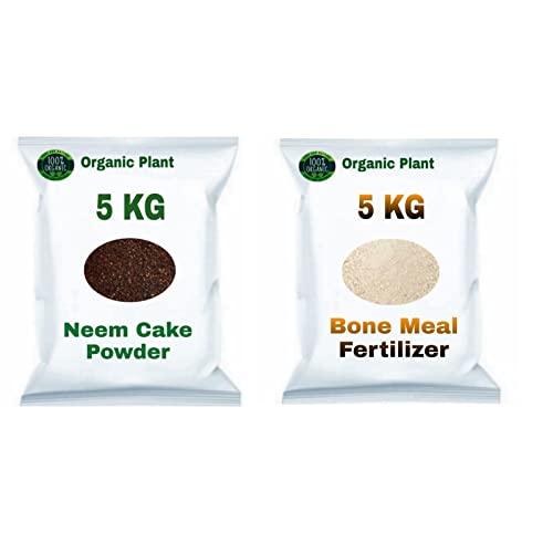 Image of Neem Cake Powder & Bone Meal Fertilizer Combo (5Kg Each, Total 10Kg) | Organic Soil Booster | Natural Phosphorus & Nitrogen Fertilizer for Vegetables, Flowers & All Plants
