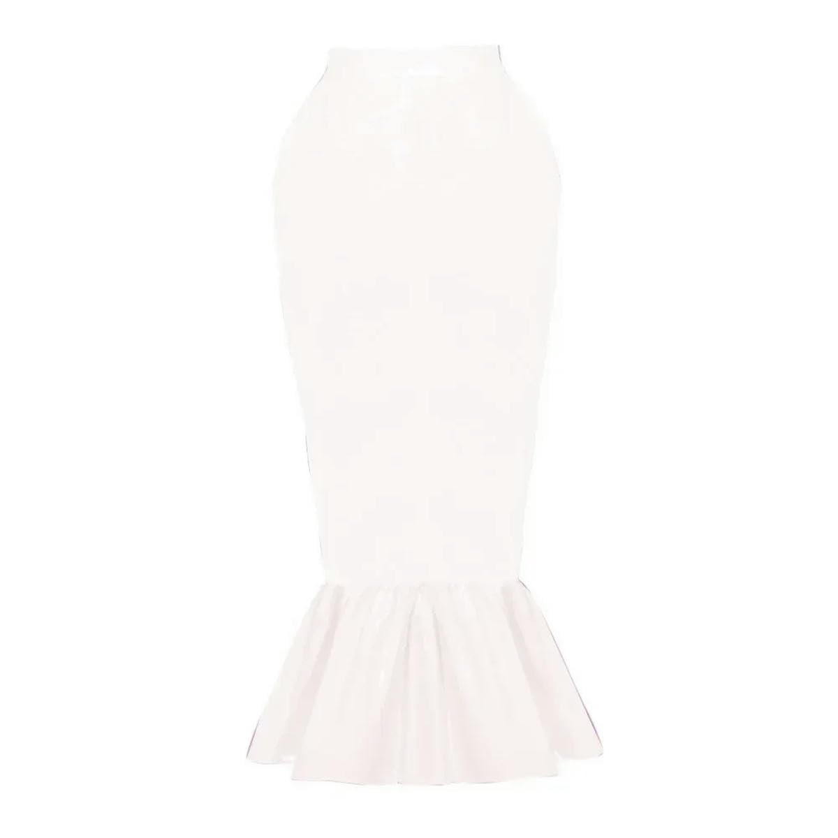 Falda de tubo de piel de PVC con dobladillo de volantes para mujer, falda larga de cintura alta, personalizable, blanco, M