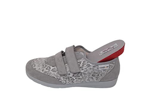 COSDAM Zapato/Mujer Plantilla Extraíble/Cuña 2 cm/Empeine Téxtil/Suela Goma/Color Gris/Doble Cierre Fácil Talla 41