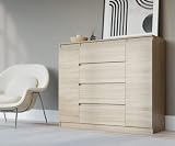 3xEliving Demi 2D4S Cómoda con Cajones Color: Sonoma, Dimensiones: L: 120 cm P 39 cm H: 101 cm. con Dos Puertas y Cuatro cajones. Armario, aparador, cajonera