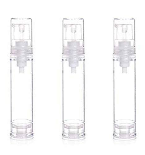 6PCS Transparent Airless BPA Free Pump Bottle Empty Refillable Plastic Vacuum Press Jars Pot Bottle Vial Container For Makeup Foundations Serums Lotion Cream Emulsion Liquid Cosmetic(15ml/0.5oz)
