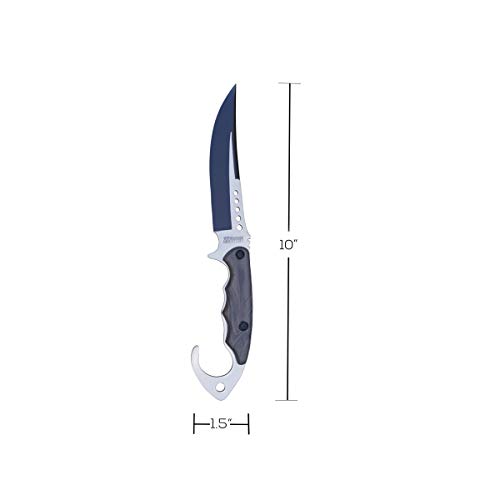 Whetstone Cutlery Survival Knife-Tactical Fixed Blade Full Tang Stainless Steel Hunting, Camping, Fishing Knife with Window Breaker Hook Pommel Hand Guard