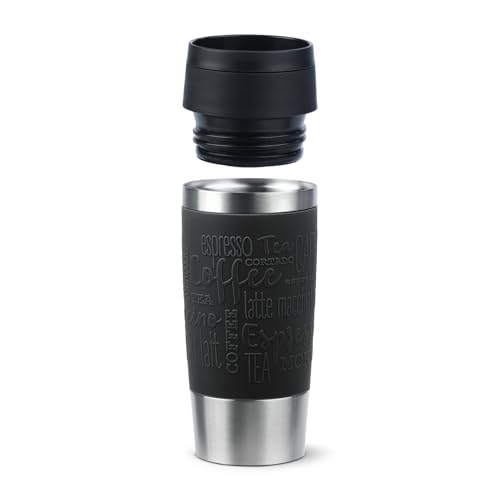 Emsa N20202 Travel Mug Classic Isolierbecher 0,36 Liter | neuer Komfort-Schraubverschluss | Edelstahl | 4h heiß und 8h kalt | 100% dicht | spülmaschinenfest | 360°-Trinköffnung | Schwarz 2