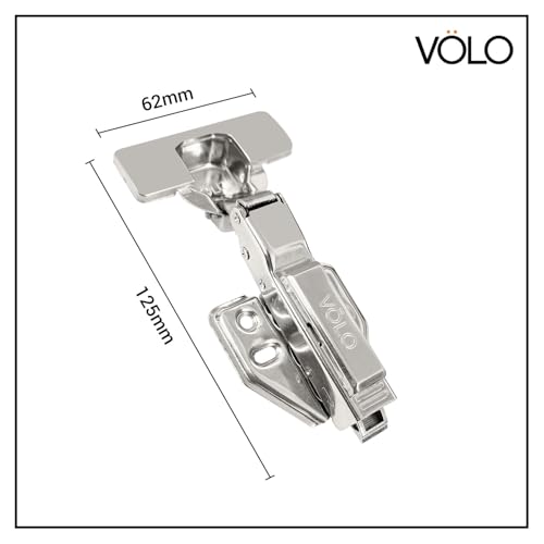 Image of VOLO Cabinet Hinges, Set of 1 (2 Pieces) for Furniture, Wardrobes, Doors, and Storage Units | (2D Soft Close (Mild Steel), 8 Crank | Half Overlay)