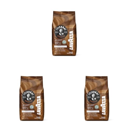 Image of Lavazza Tierra Brasile | Whole Roasted Bean Espresso | Traditional Drum Roasting | 1Kg Pack (Pack of 3)