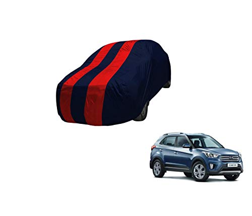 Image of Auto Hub Car Cover Compatible with Hyundai Creta (Model : 2015-2019) with Mirror Pocket,Triple Stitched, Weather Proof, Creta Car Cover- Navy-Red