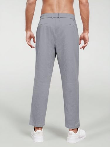 Image of Aahwan Khaki Solid Men's Regular Fit Cotton Slant Pocket Straight Leg Pants