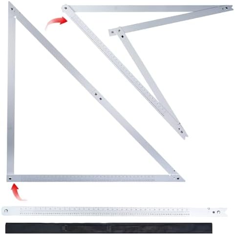 Noliven 48" Aluminum Combination Square Carpenter Tools, Folding Frame Measurement Angle Rulers, Adjustable Angles Precision Carpenter Tool, for Framing, Roofing, Stair Layout