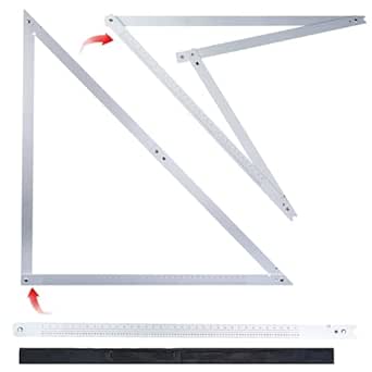Noliven 48" Aluminum Combination Square Carpenter Tools, Folding Frame Measurement Angle Rulers, Adjustable Angles Precision Carpenter Tool, for Framing, Roofing, Stair Layout