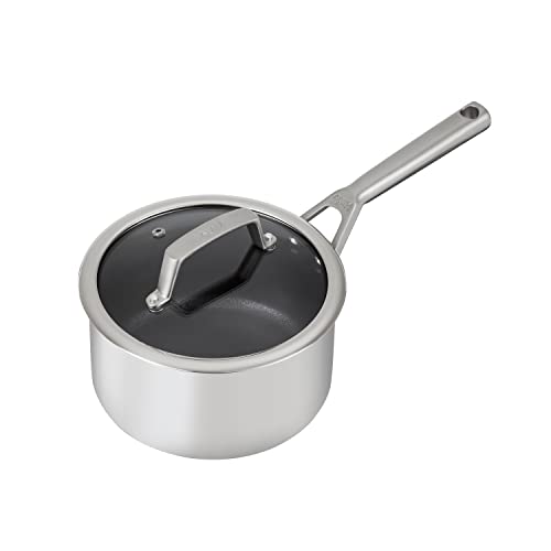 Ninja ZEROSTICK Stainless Steel Cookware 18cm Saucepan, Long Lasting, Non-Stick, Induction Compatible Saucepan, Oven Safe to 260°C, Cast Stainless Steel Handle, C60218UK